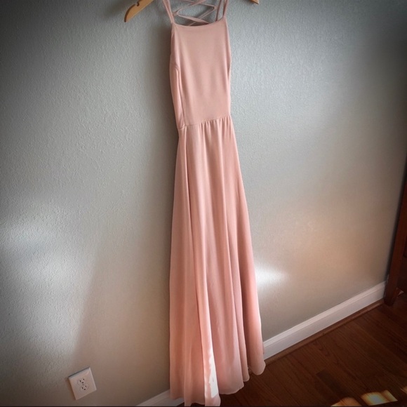 Lulus peach back strap maxi dress brides maid prom - Picture 8 of 11